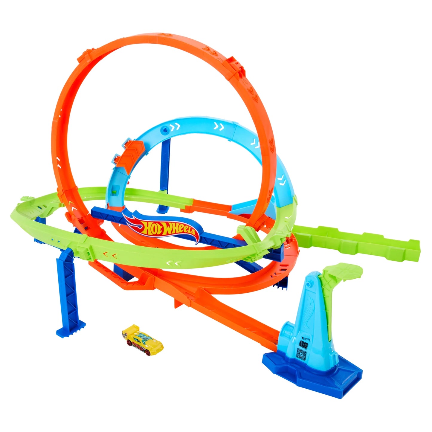 Action Loop Cyclone Challenge Track Set with 1:64 Scale Toy Car, Easy Storage