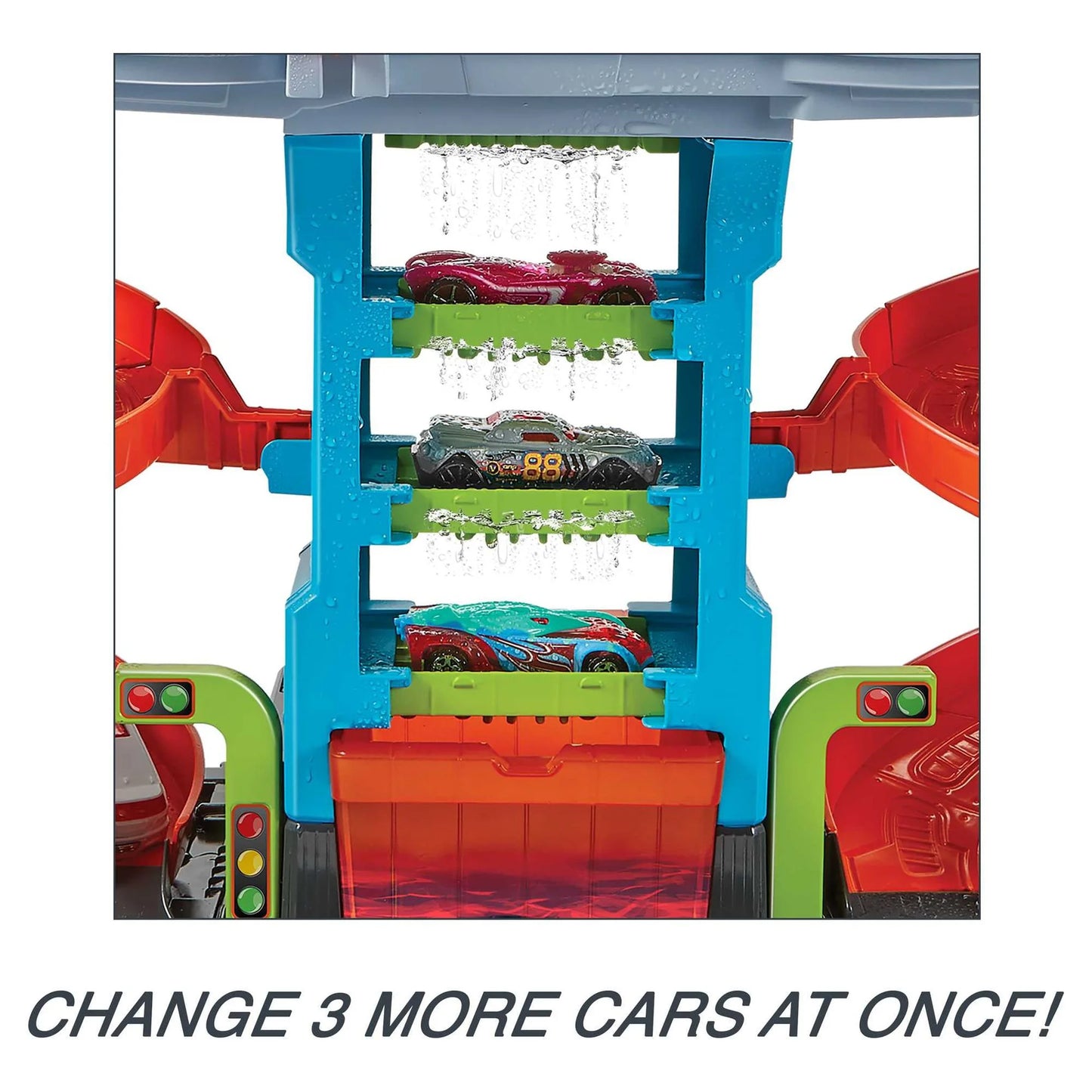 City Mega Car Wash Playset with 1 Toy Color Shifters Car in 1:64 Scale, 7.01 In