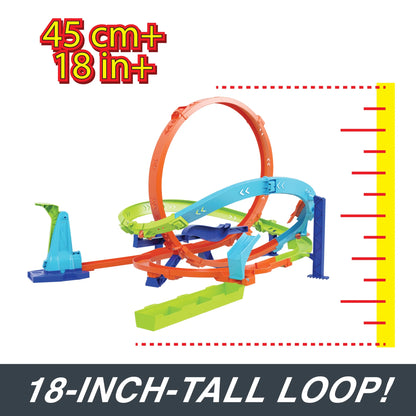 Action Loop Cyclone Challenge Track Set with 1:64 Scale Toy Car, Easy Storage